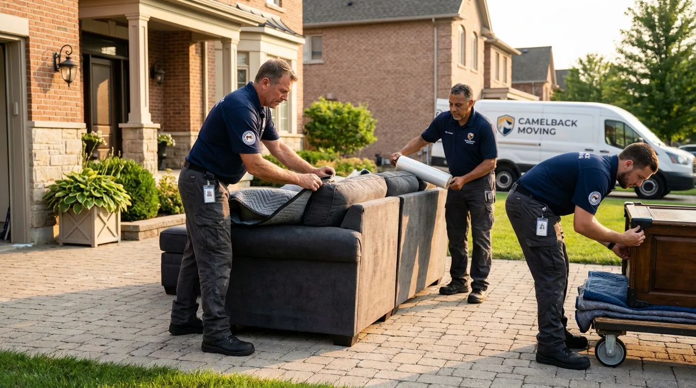 Large estate moving crew wrapping furniture in Gregory, TX